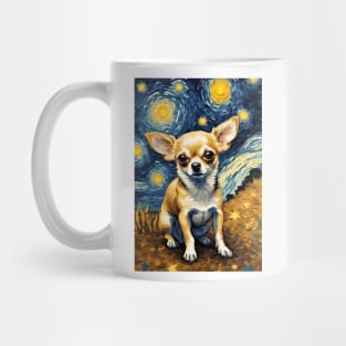 Chihuahua Dog Breed in a Van Gogh Starry Night Art Style Mug